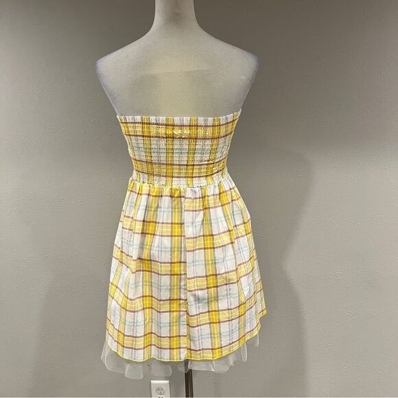 Strapless plaid Multicolor mini dress size extra small - Picture 7 of 13